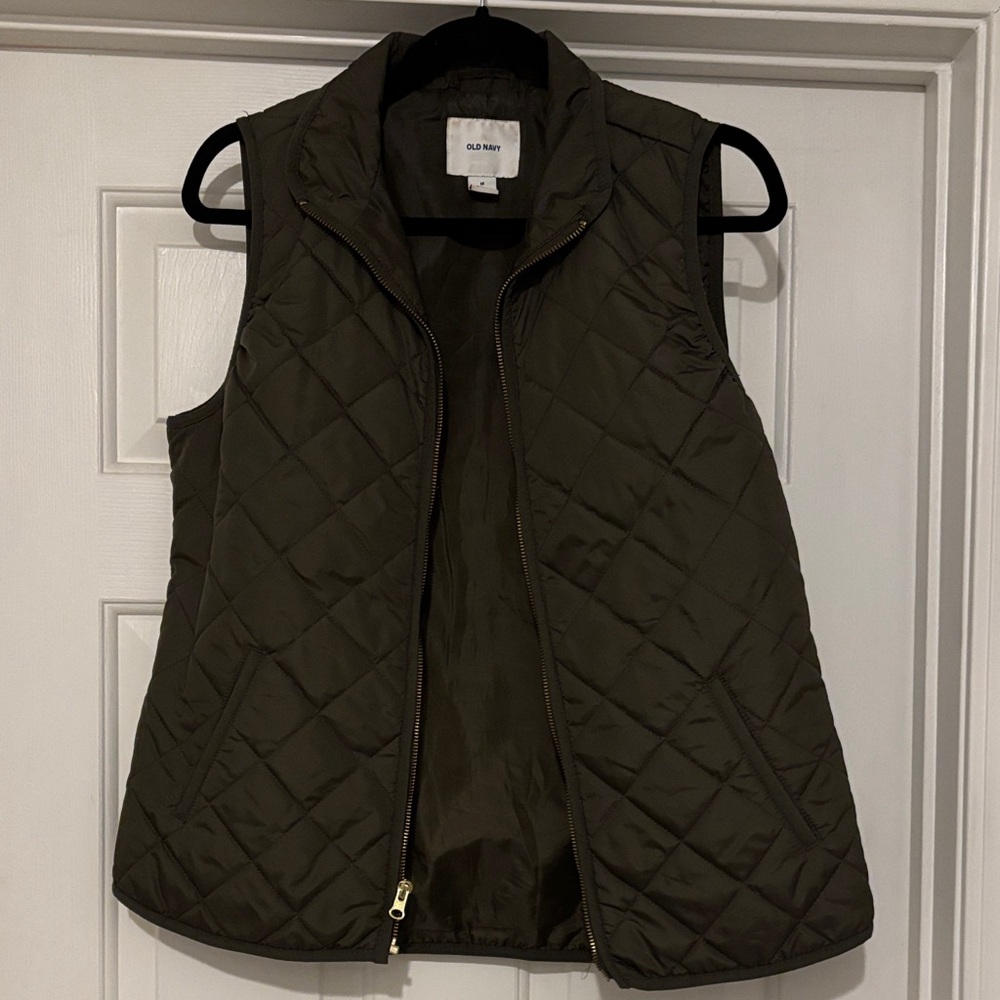 Old Navy Women's Quilted Vest - Dark Green